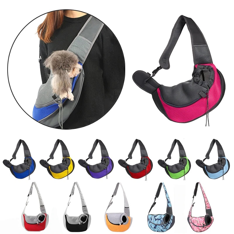 Pet Puppy Carrier S/L Outdoor Travel Dog Shoulder Bag Mesh Oxford Single Sling Handbag Comfort Tote Pouch Breathable Bag Cellphone Holder