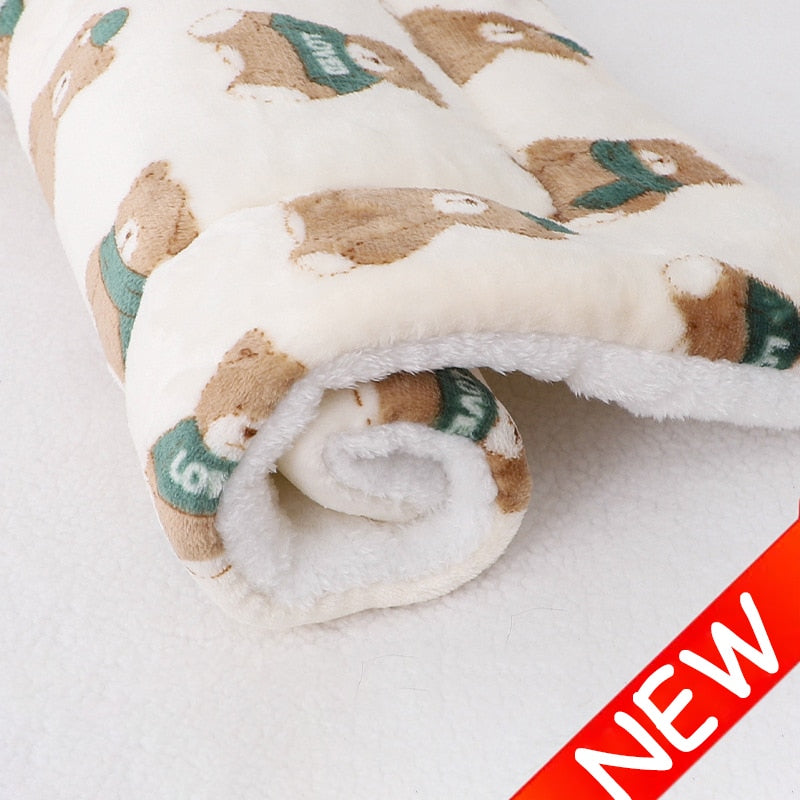 Thickened Pet Sleeping Mat - Soft and Washable Dog Bed with Flannel Mattress and Warm Fur Blanket - Ideal for Your Furry Friend's Comfort - Pet Supplies