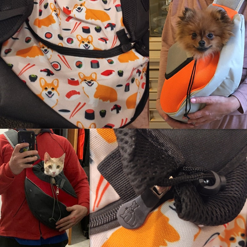 Pet Puppy Carrier S/L Outdoor Travel Dog Shoulder Bag Mesh Oxford Single Sling Handbag Comfort Tote Pouch Breathable Bag Cellphone Holder