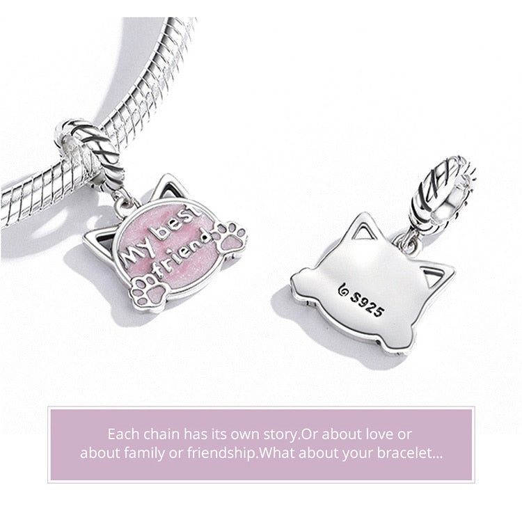 Puppy Dog Charm 925 Sterling Silver Heart Paw Pendant Bead for DIY Bracelet or Necklace - Fine Jewelry for Pet Lovers