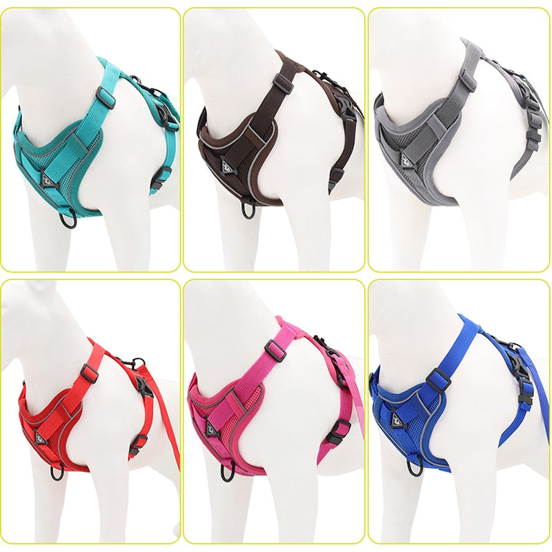 Reflective No Pull Dog Harness and Leash Set for Small to Medium Dogs - Adjustable Pet Harness Vest with Mesh Chest Strap