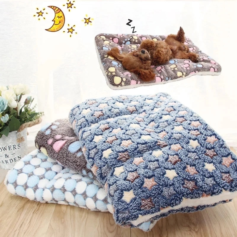 Thickened Pet Sleeping Mat - Soft and Washable Dog Bed with Flannel Mattress and Warm Fur Blanket - Ideal for Your Furry Friend's Comfort - Pet Supplies