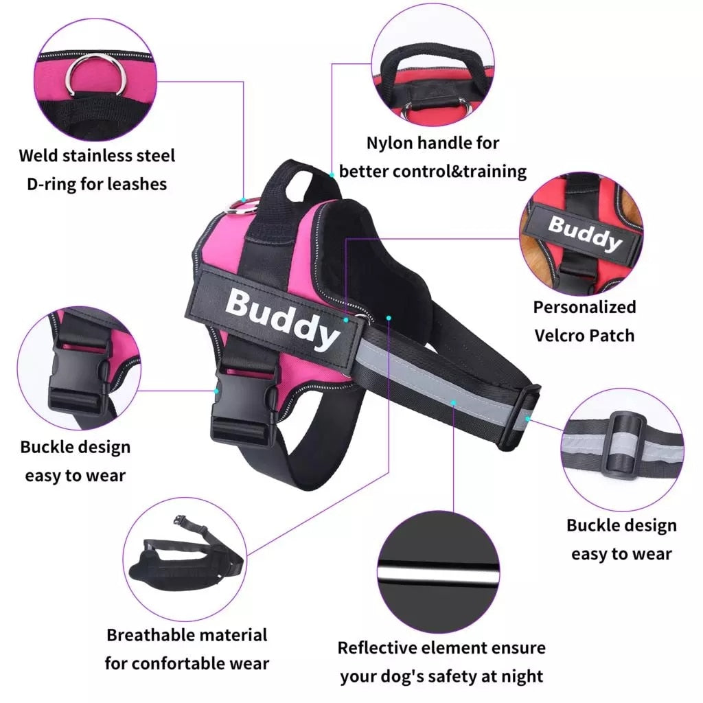 Personalized No-Pull Dog Harness with Velcro ID Customization and Reflective Design