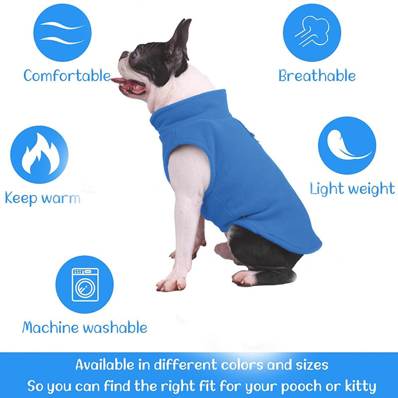Cozy Winter Fleece Dog Jacket - Pet Clothes for Small Breeds