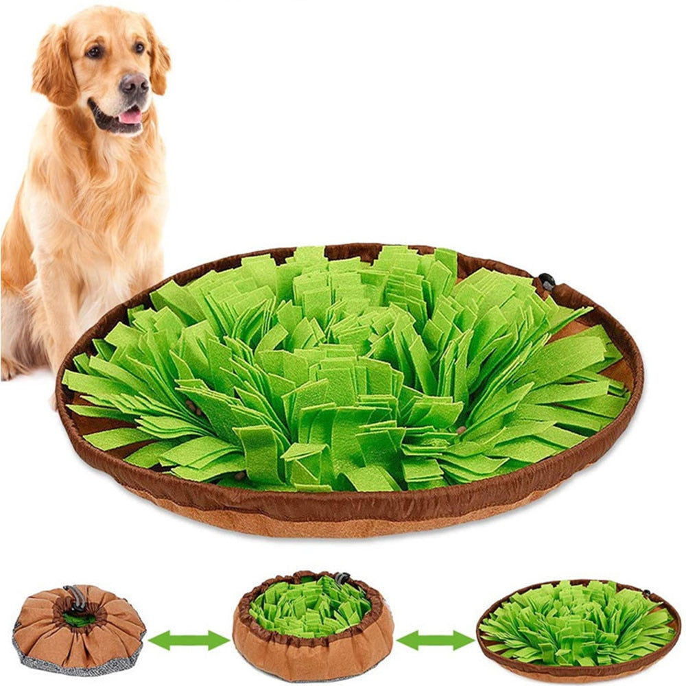 Slow Feeding Snuffle Mat for Dogs - Interactive Puzzle Toy and Smell Training Pad for Nosework - Washable and Food Dispensing - Perfect for Dog Toys