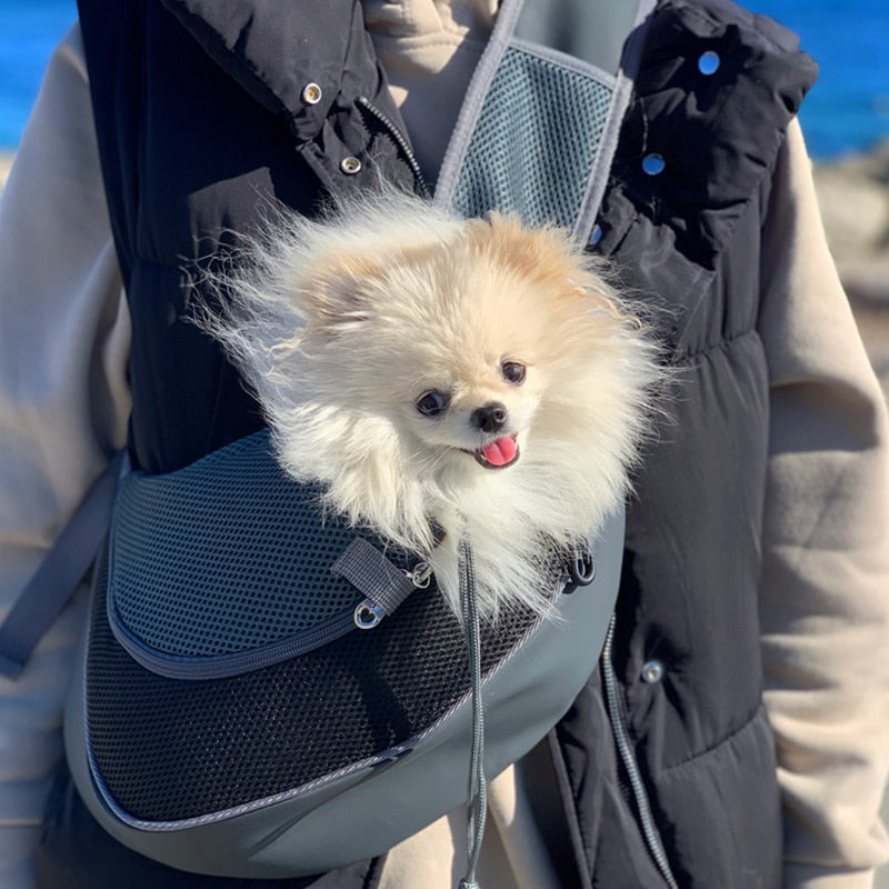 Pet Puppy Carrier S/L Outdoor Travel Dog Shoulder Bag Mesh Oxford Single Sling Handbag Comfort Tote Pouch Breathable Bag Cellphone Holder