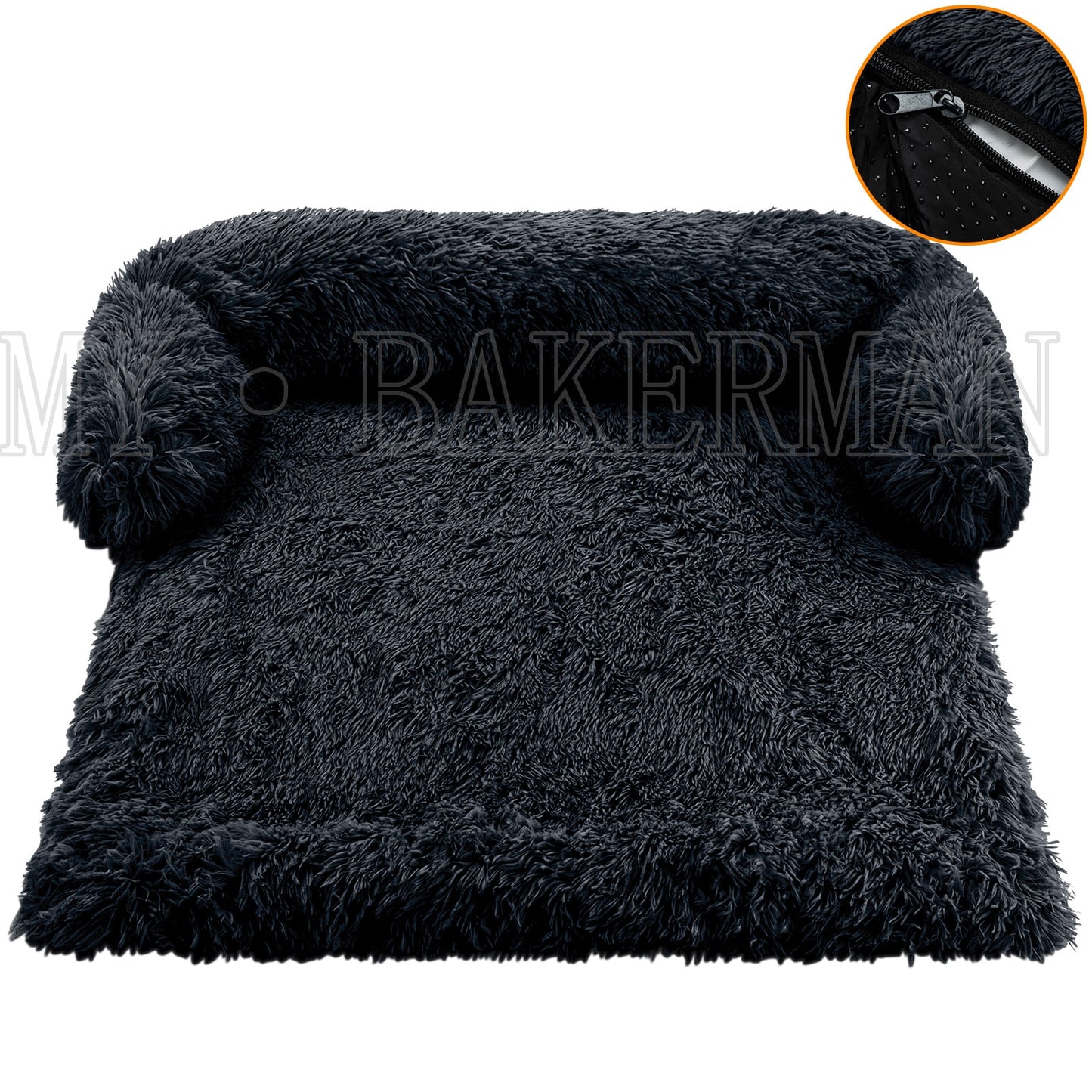 Large Dog Sofa Bed - Calming Pet Bed with Soft Washable Nest, Ideal for Comfortable Resting and Sleeping, Furniture Protector Mat and Blanket Included