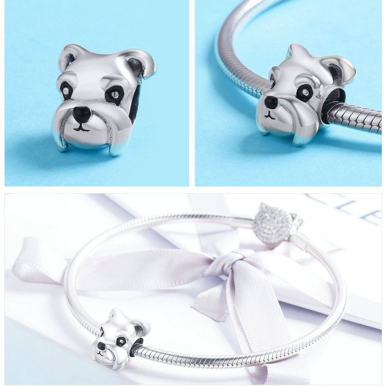 Puppy Dog Charm 925 Sterling Silver Heart Paw Pendant Bead for DIY Bracelet or Necklace - Fine Jewelry for Pet Lovers