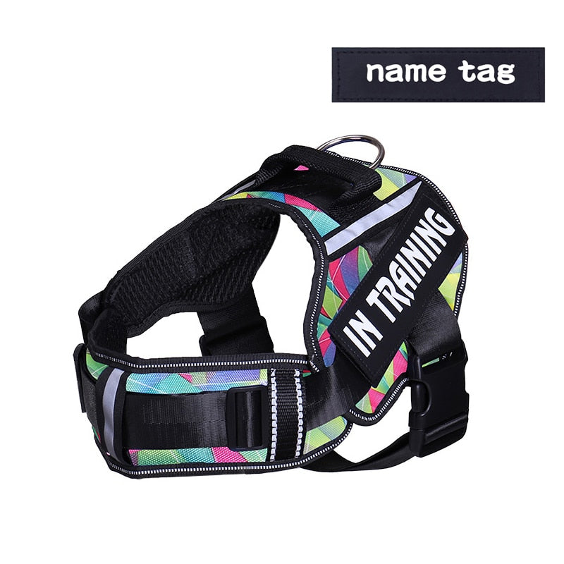 Personalized Reflective Dog Harness - Adjustable, Breathable and No-Pull Nylon Vest with Neck Guard