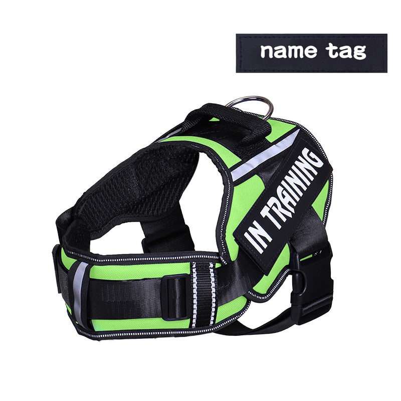 Personalized Reflective Dog Harness - Adjustable, Breathable and No-Pull Nylon Vest with Neck Guard