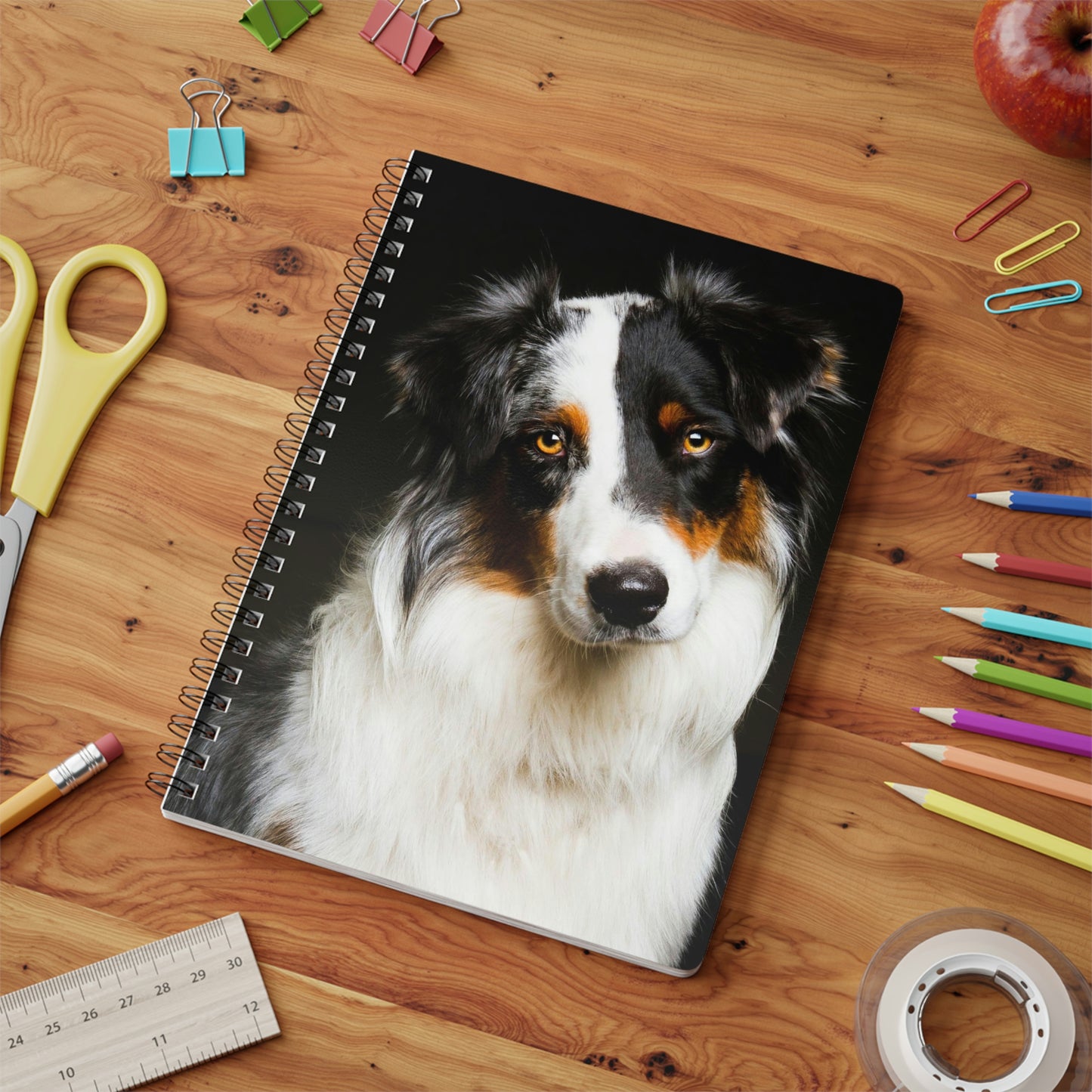 Shepherd's Scribbles: Wirebound Softcover Notebook, A5 with Stunning Australian Shepherd Photo Cover