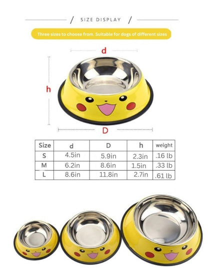 Cartoon Stainless Steel Pet Food Bowl - Tableware for Dogs