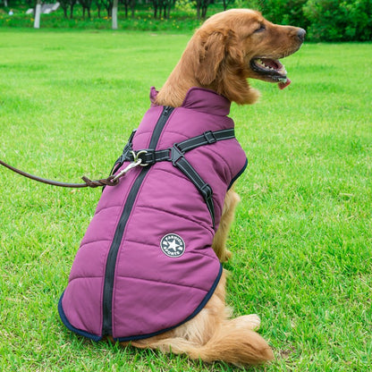 Warm Winter Dog Coat with Harness - Waterproof Fleece Clothes for Small and Large Dogs