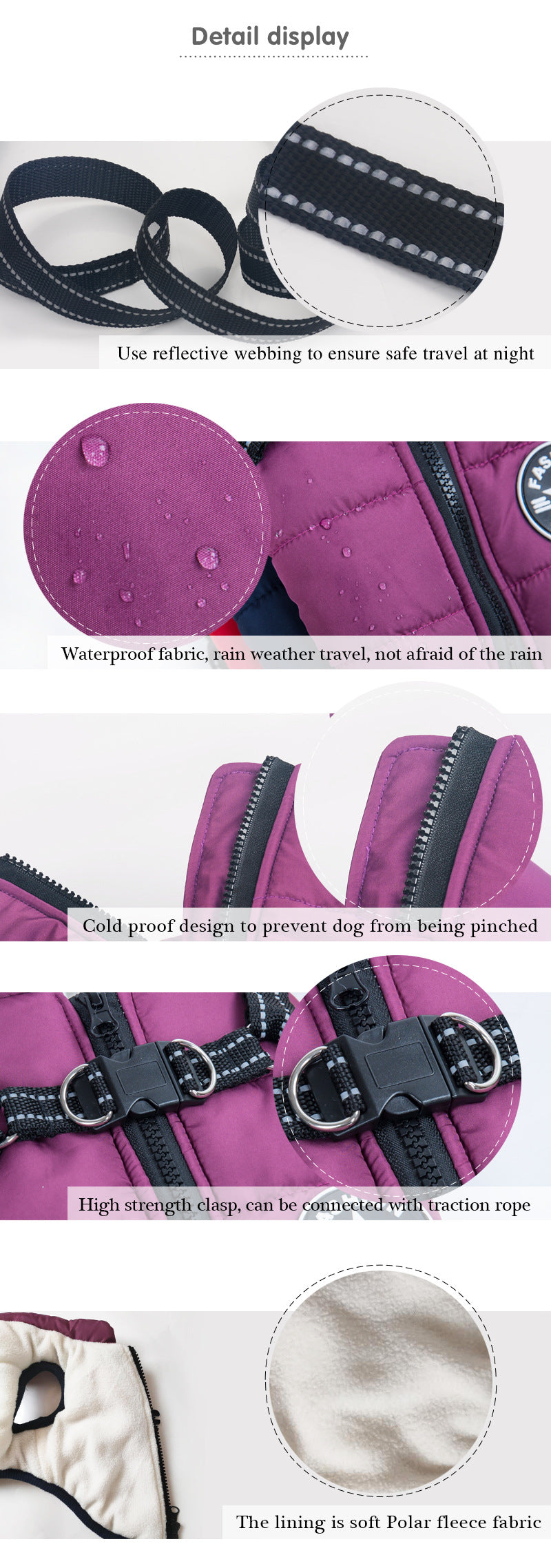 Warm Winter Dog Coat with Harness - Waterproof Fleece Clothes for Small and Large Dogs