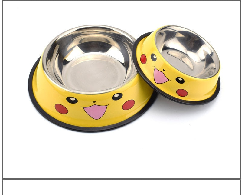 Cartoon Stainless Steel Pet Food Bowl - Tableware for Dogs