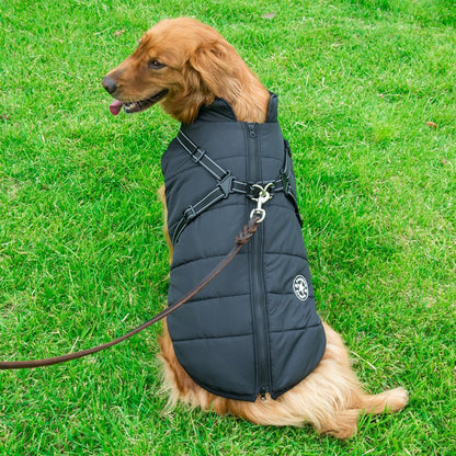 Warm Winter Dog Coat with Harness - Waterproof Fleece Clothes for Small and Large Dogs