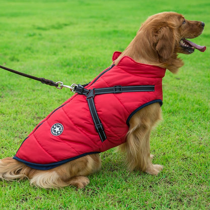 Warm Winter Dog Coat with Harness - Waterproof Fleece Clothes for Small and Large Dogs