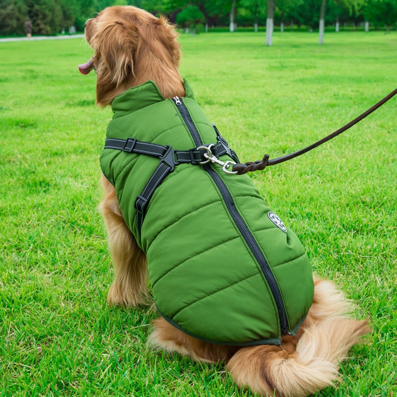 Warm Winter Dog Coat with Harness - Waterproof Fleece Clothes for Small and Large Dogs