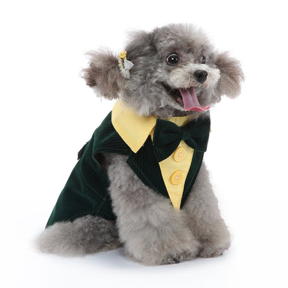 Stylish Dog Tuxedo Costume with Bow Tie for Weddings and Formal Occasions - Perfect for Dress Up, Halloween, and Christmas