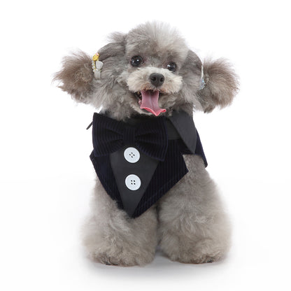 Stylish Dog Tuxedo Costume with Bow Tie for Weddings and Formal Occasions - Perfect for Dress Up, Halloween, and Christmas