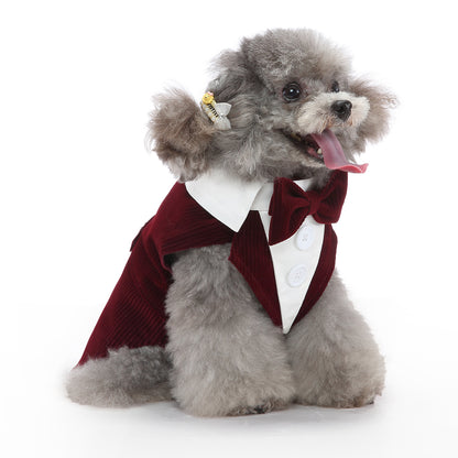 Stylish Dog Tuxedo Costume with Bow Tie for Weddings and Formal Occasions - Perfect for Dress Up, Halloween, and Christmas