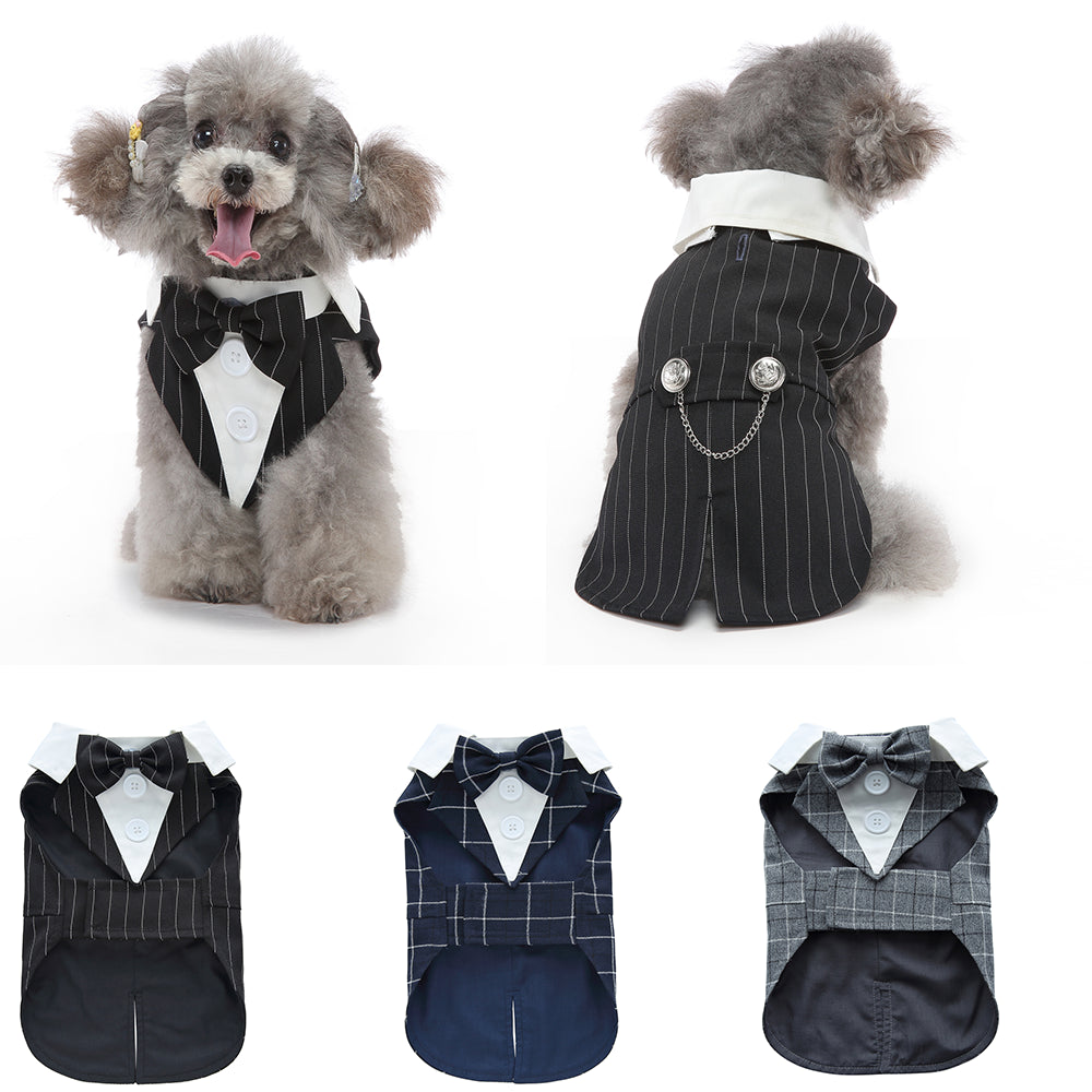 Stylish Dog Tuxedo Costume with Bow Tie for Weddings and Formal Occasions - Perfect for Dress Up, Halloween, and Christmas