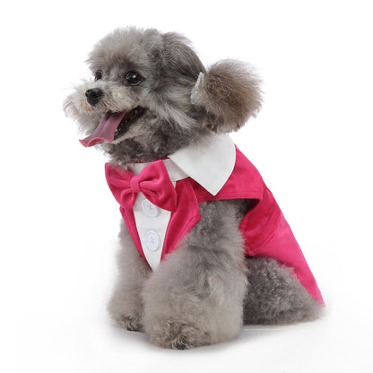 Stylish Dog Tuxedo Costume with Bow Tie for Weddings and Formal Occasions - Perfect for Dress Up, Halloween, and Christmas