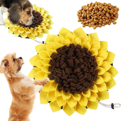 Sunflower Pet Dog SnuffleMat: Slow Feeding Bowl, Food Dispenser, and Stress-Relieving Sniffing Pad Puzzle for Nose Smell Training