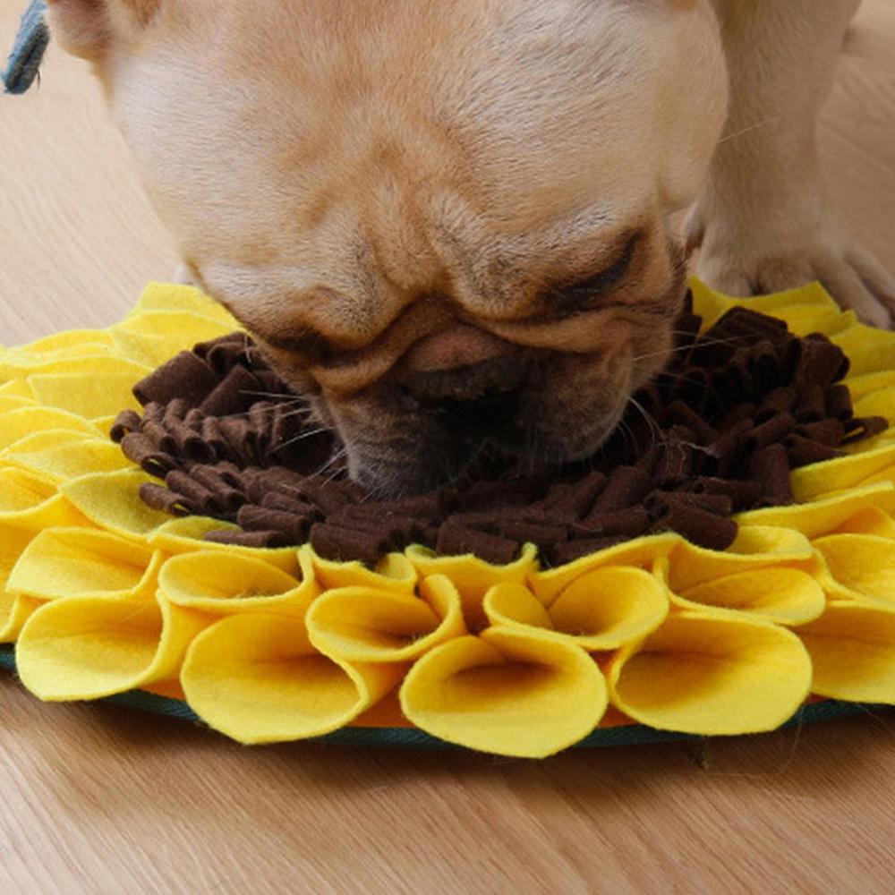 Sunflower Pet Dog SnuffleMat: Slow Feeding Bowl, Food Dispenser, and Stress-Relieving Sniffing Pad Puzzle for Nose Smell Training