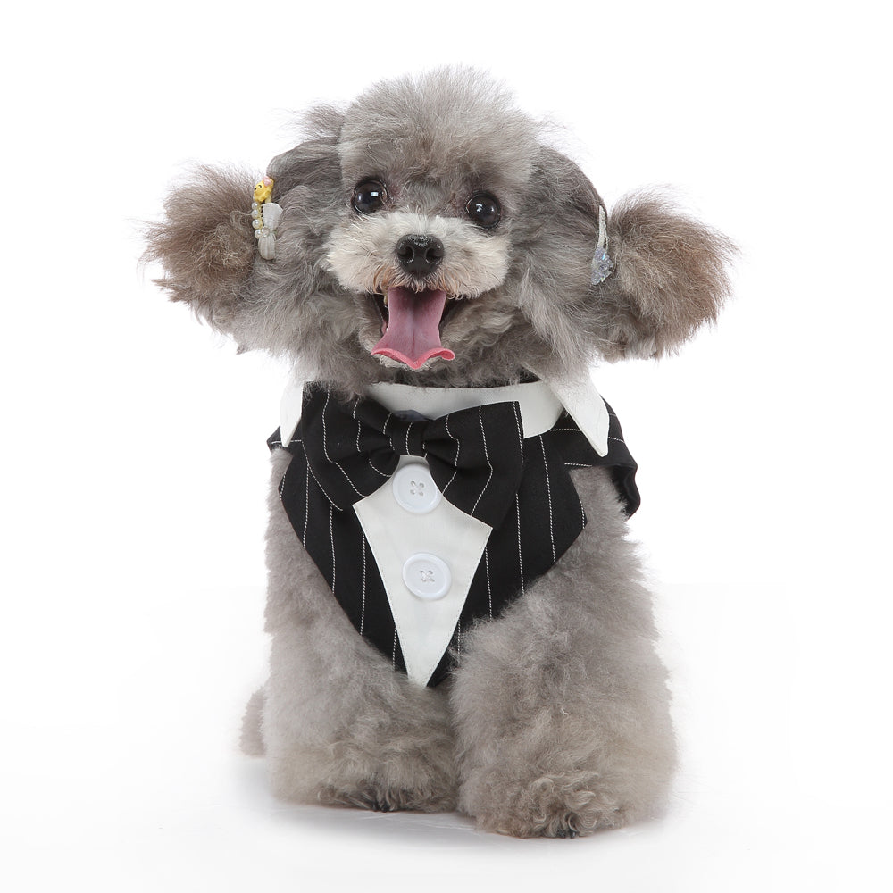 Stylish Dog Tuxedo Costume with Bow Tie for Weddings and Formal Occasions - Perfect for Dress Up, Halloween, and Christmas