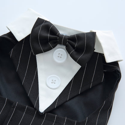 Stylish Dog Tuxedo Costume with Bow Tie for Weddings and Formal Occasions - Perfect for Dress Up, Halloween, and Christmas