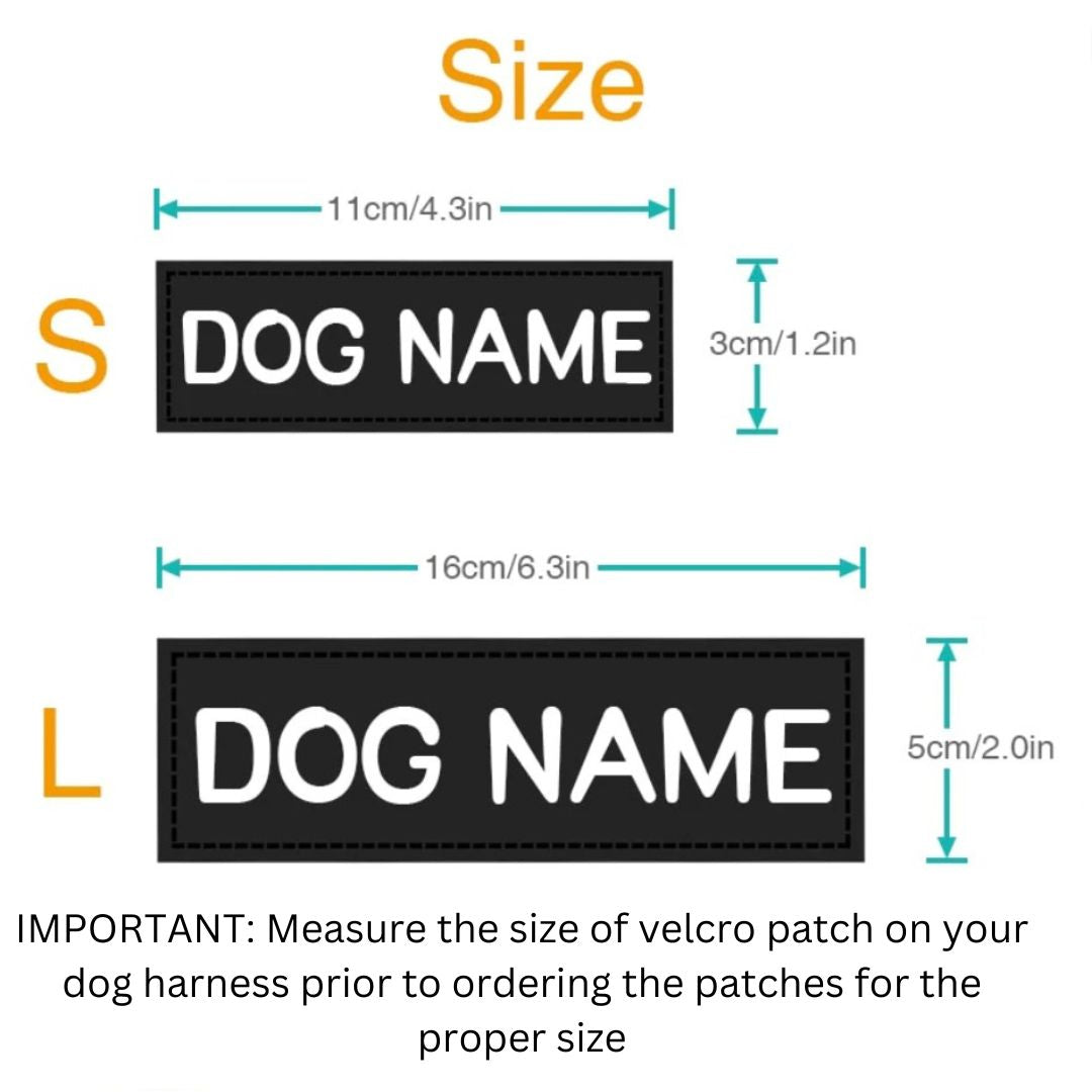 Personalized Velcro Dog Name Tag with Reflective Stickers for K9 Dog Harness - Set of 2 Customized Labels for Dog Accessories