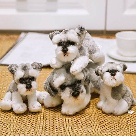 Simulation Dog Plush Toy Stuffed Animal Super High Quality Realistic Schnauzer Dog Toy For Luxury Home Decor Pet Lover Gift