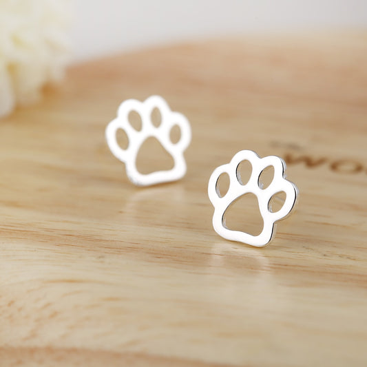 Small Stainless Steel Dog Paw Earring Footprint Stud Earrings - Fashion Animal Jewelry for Pet Lovers