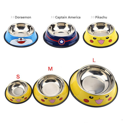 Cartoon Stainless Steel Pet Food Bowl - Tableware for Dogs