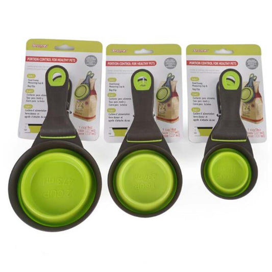 Folding Silicone Pet Bowl Measuring Cup - Portable and Convenient Dog Scoop for Food and Water