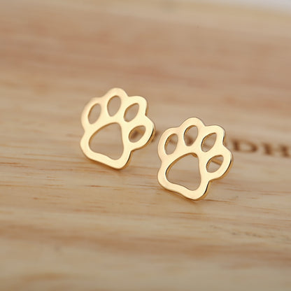 Small Stainless Steel Dog Paw Earring Footprint Stud Earrings - Fashion Animal Jewelry for Pet Lovers