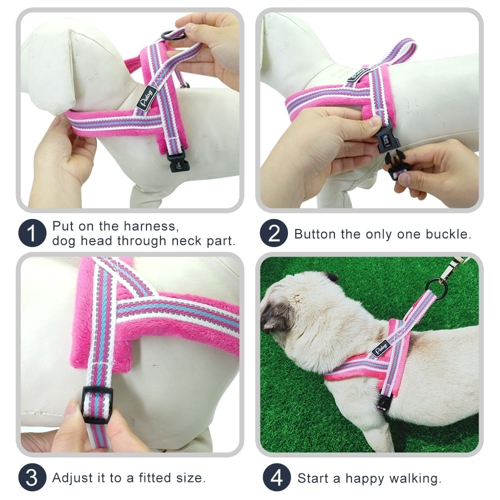 No-Pull Reflective Dog Harness Vest - Soft Padded and Adjustable for Small, Medium, and Large Dogs - Available in XS, S, M, L sizes