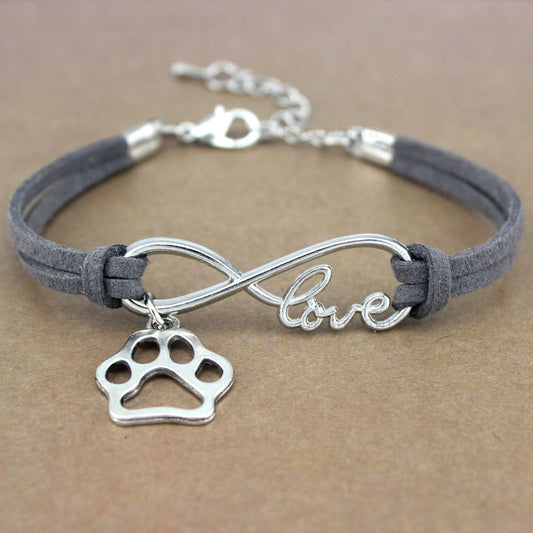 Dog Paws Best Friends Heart Animal Infinity Love Charm Bracelets Jewelry - Unisex Gift in 11 Colors