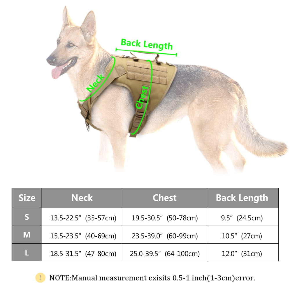 Tactical Dog Harness - Military-Style Training Vest with Molle for Medium to Large Dogs