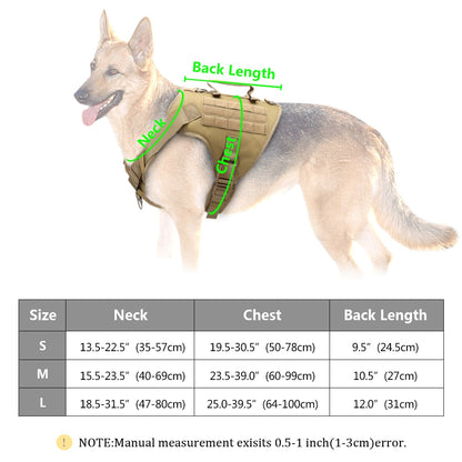 Tactical Dog Harness - Military-Style Training Vest with Molle for Medium to Large Dogs