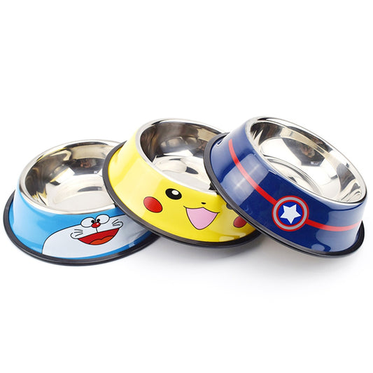 Cartoon Stainless Steel Pet Food Bowl - Tableware for Dogs