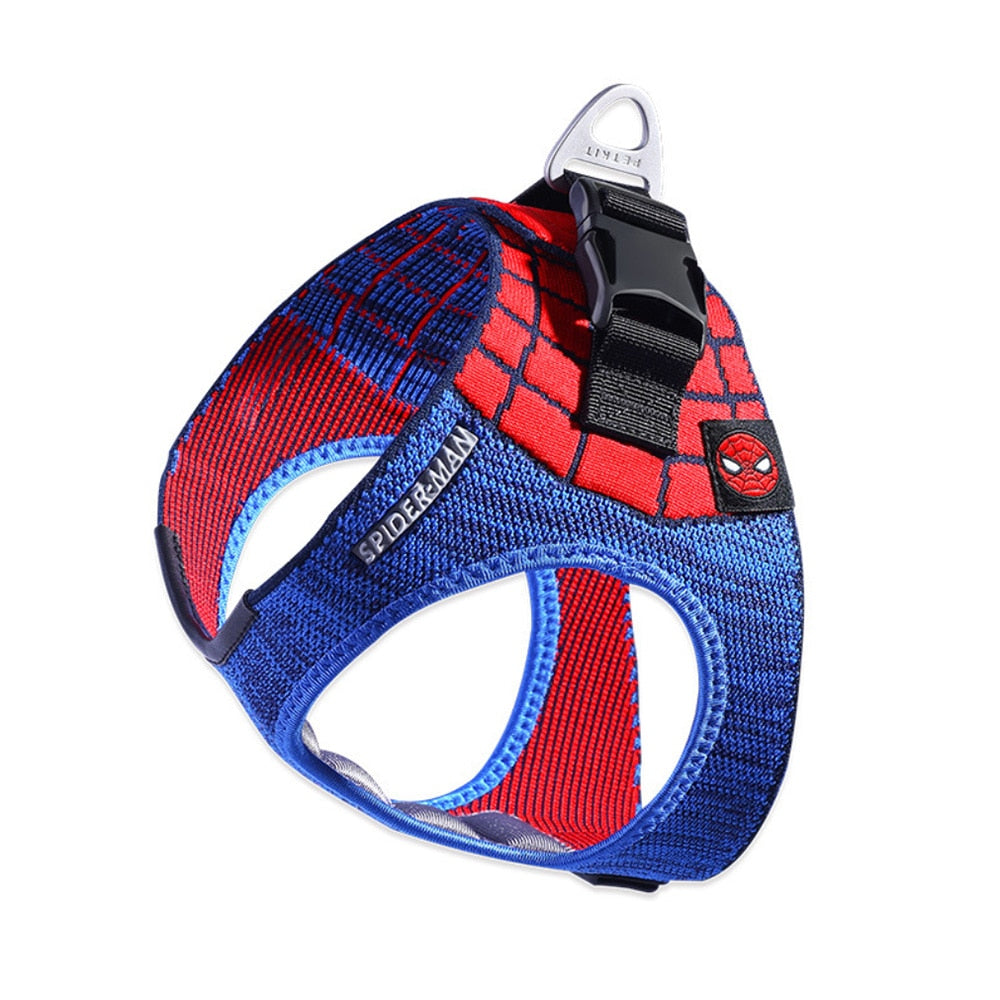 Superhero Dog Harness Pet Adjustable Vest Walking Lead Leash for Harness - Spider Man, Black Panther, Iron Man, Captain America, Captain Marvel