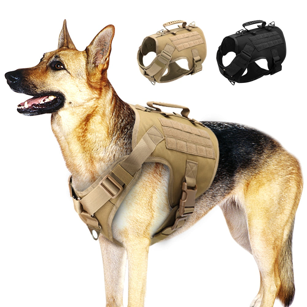 Tactical Dog Harness - Military-Style Training Vest with Molle for Medium to Large Dogs