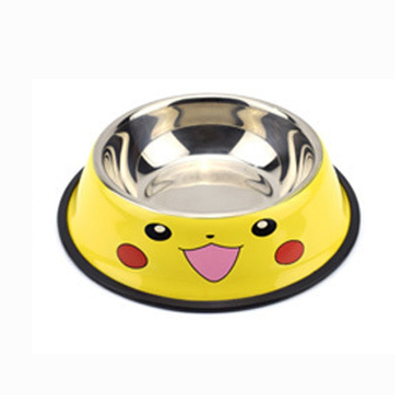 Cartoon Stainless Steel Pet Food Bowl - Tableware for Dogs