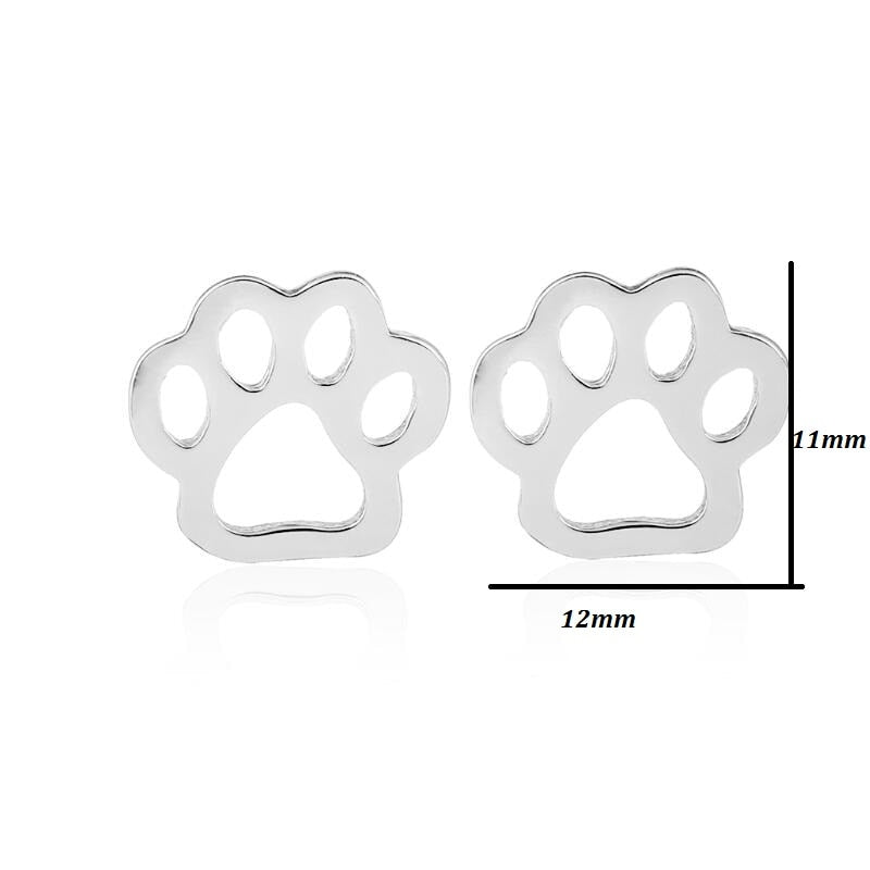 Small Stainless Steel Dog Paw Earring Footprint Stud Earrings - Fashion Animal Jewelry for Pet Lovers