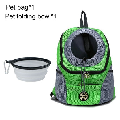 Double Shoulder Pet Dog Carrier Backpack - Portable Travel Bag for Outdoor Adventures with Your Furry Friend