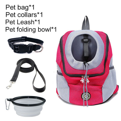 Double Shoulder Pet Dog Carrier Backpack - Portable Travel Bag for Outdoor Adventures with Your Furry Friend