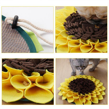 Sunflower Pet Dog SnuffleMat: Slow Feeding Bowl, Food Dispenser, and Stress-Relieving Sniffing Pad Puzzle for Nose Smell Training