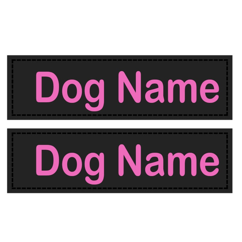 Personalized Velcro Dog Name Tag with Reflective Stickers for K9 Dog Harness - Set of 2 Customized Labels for Dog Accessories